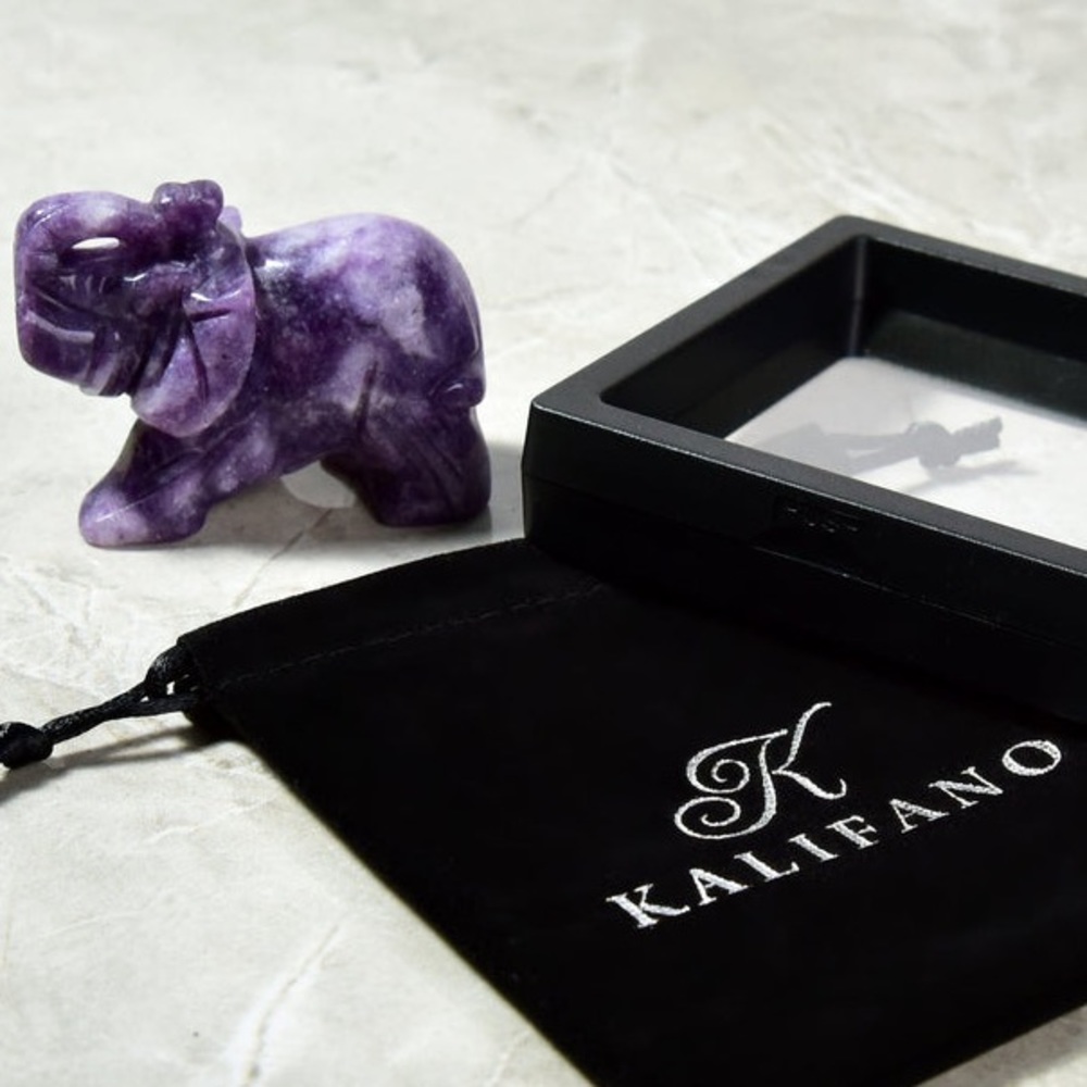 Lepidolite Elephant Carving
